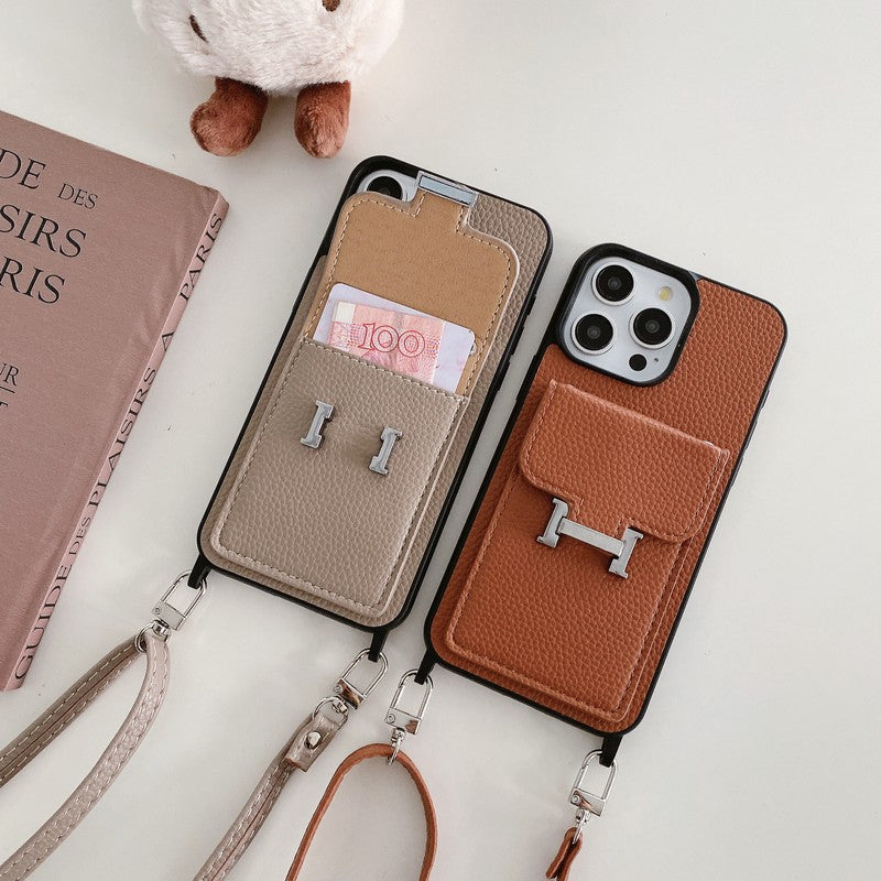 H Card Bag Leather Crossbody iPhone Case