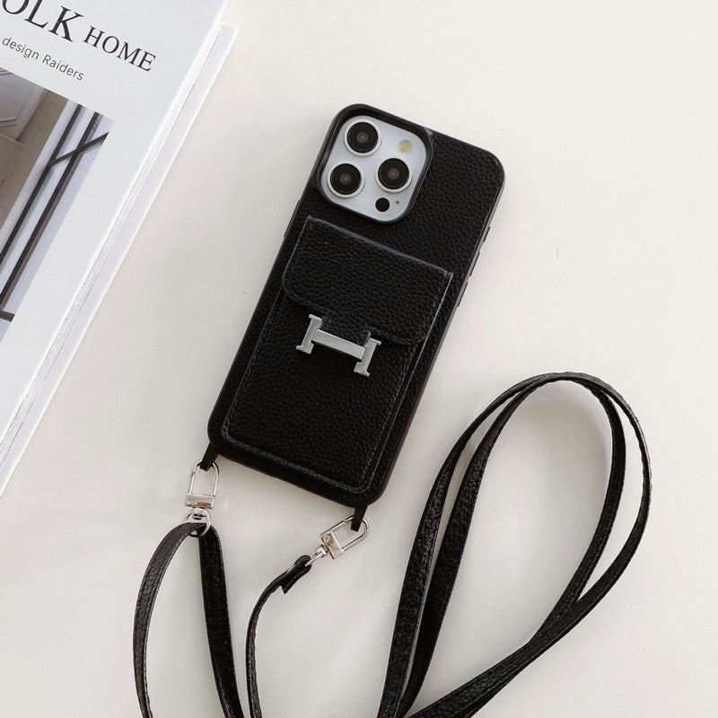 H Card Bag Leather Crossbody iPhone Case