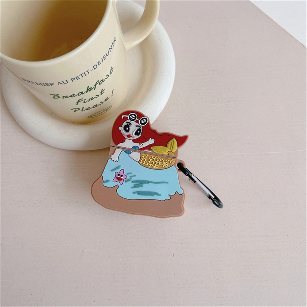 Cute 3D Little Mermaid Cartoon Premium AirPods Case Shock Proof Cover