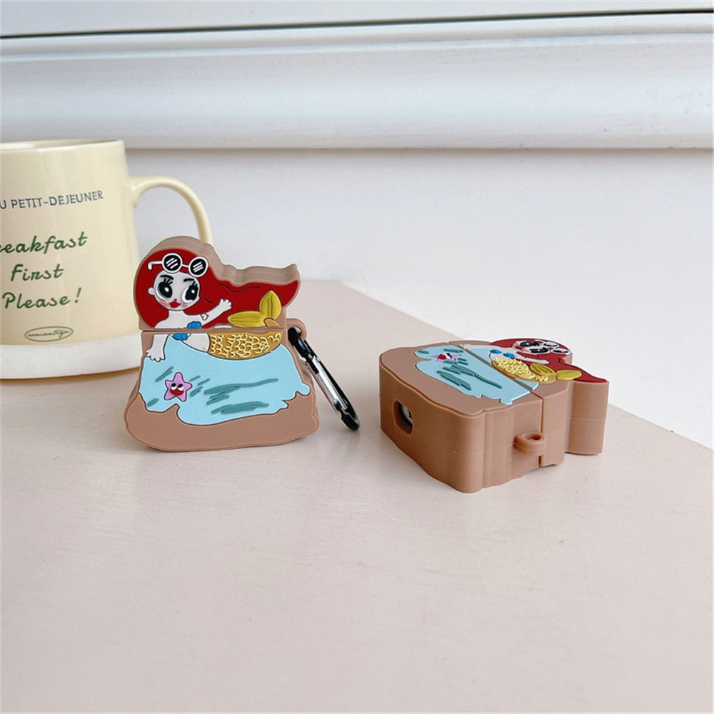 Cute 3D Little Mermaid Cartoon Premium AirPods Case Shock Proof Cover