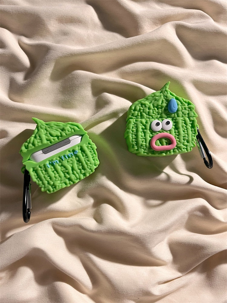 3D Funny Green Bitter Gourd Premium AirPods Case Shock Proof Cover