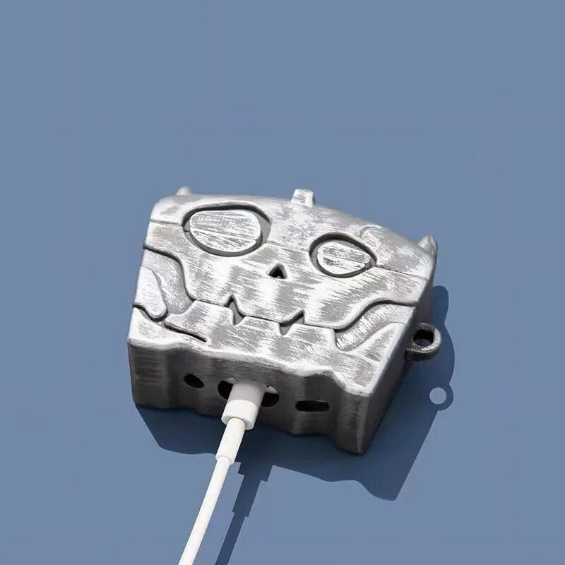 Silver Skull Treasure Chest Premium AirPods Case Shock Proof Cover