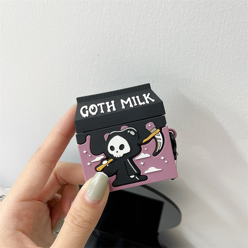Cute 3D Halloween 'Goth Milk' Premium AirPods Case Shock Proof Cover