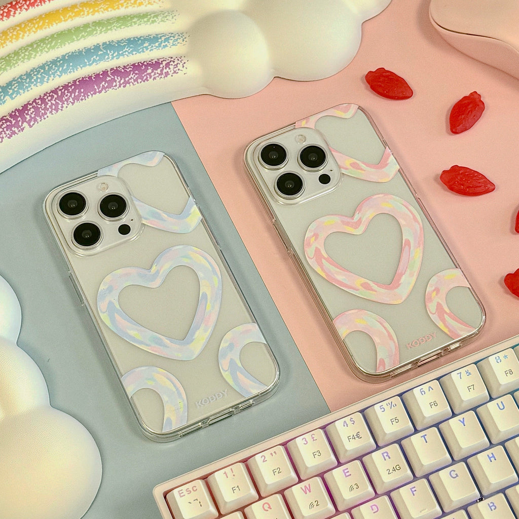 Blue Bubble Pattern Hearts Phone Case