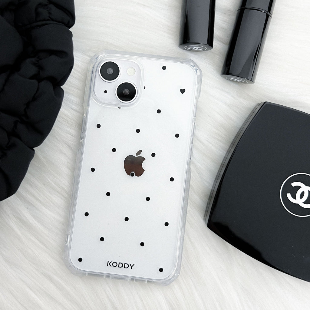 Polka Dot with Love in Black Phone Case