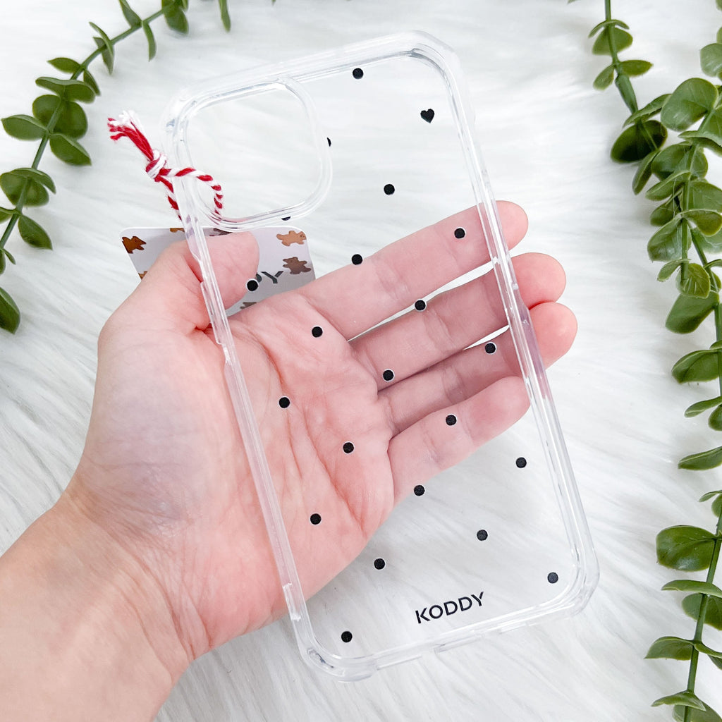 Polka Dot with Love in Black Phone Case