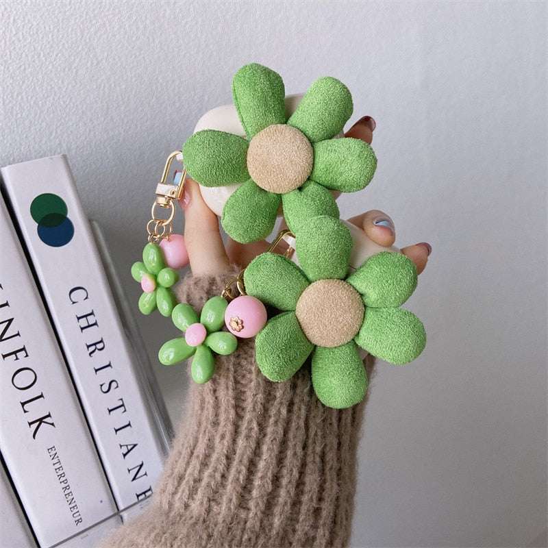 Wild Flower 'Green Flower Keychain' Strap Premium AirPods Pro Case Shock Proof Cover