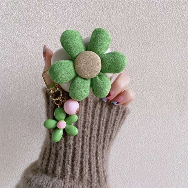 Wild Flower 'Green Flower Keychain' Strap Premium AirPods Pro Case Shock Proof Cover