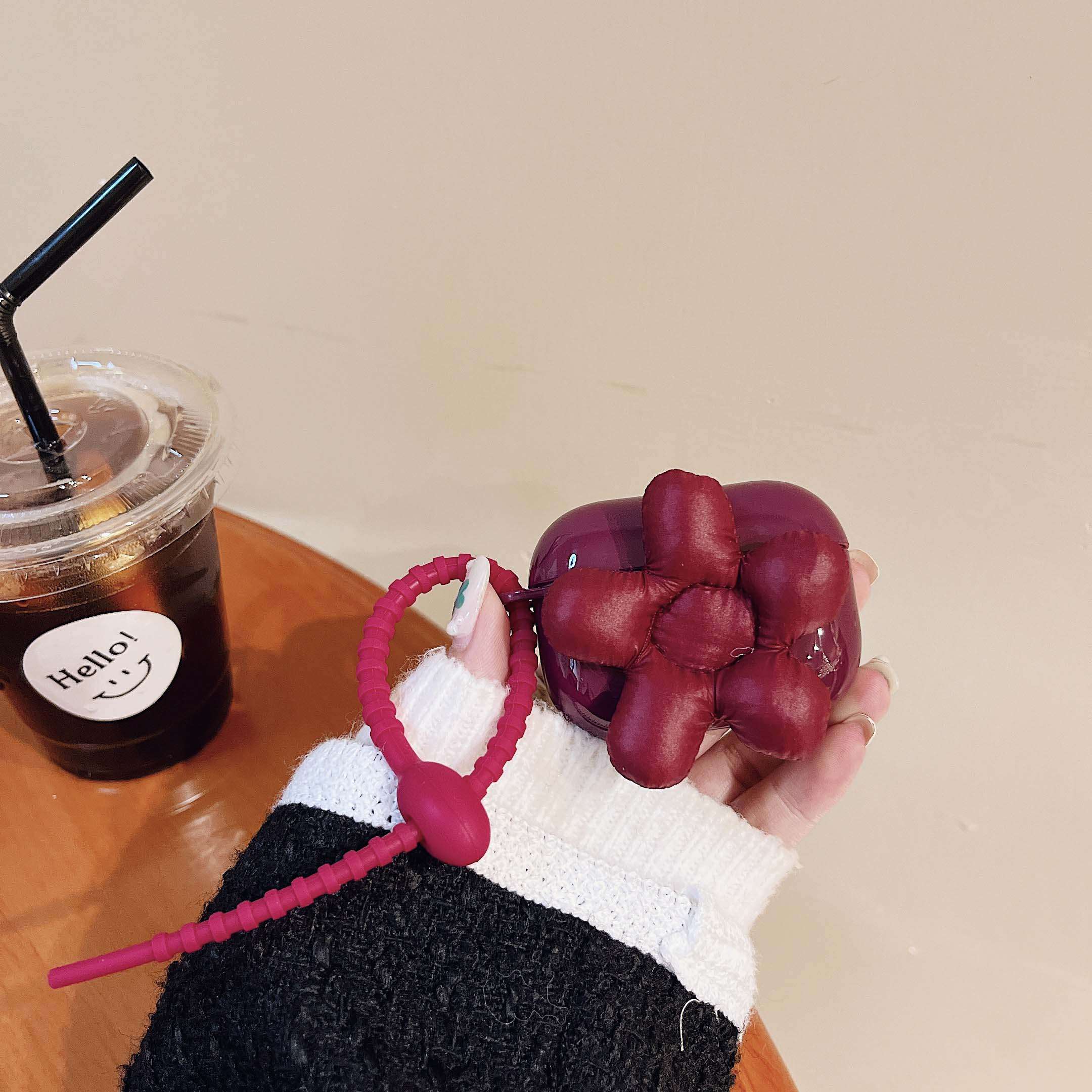 Flower Down 'Carmine' Hand Strap AirPods Pro Case Shock Proof Cover