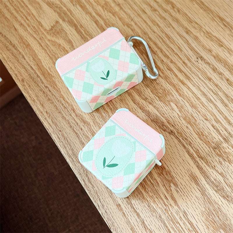 Rhombus Pattern 'Tulip Flower' AirPods Pro Case Shock Proof Cover